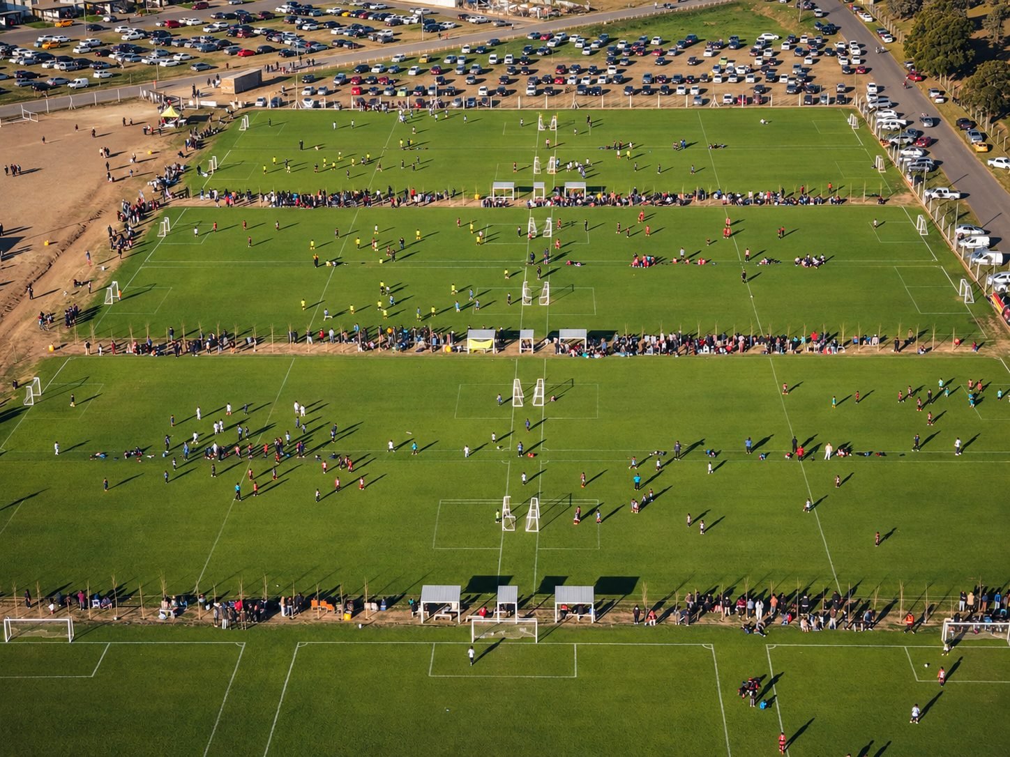 Vista aérea con drone del Mundialito de fútbol en El Norte CD, Córdoba